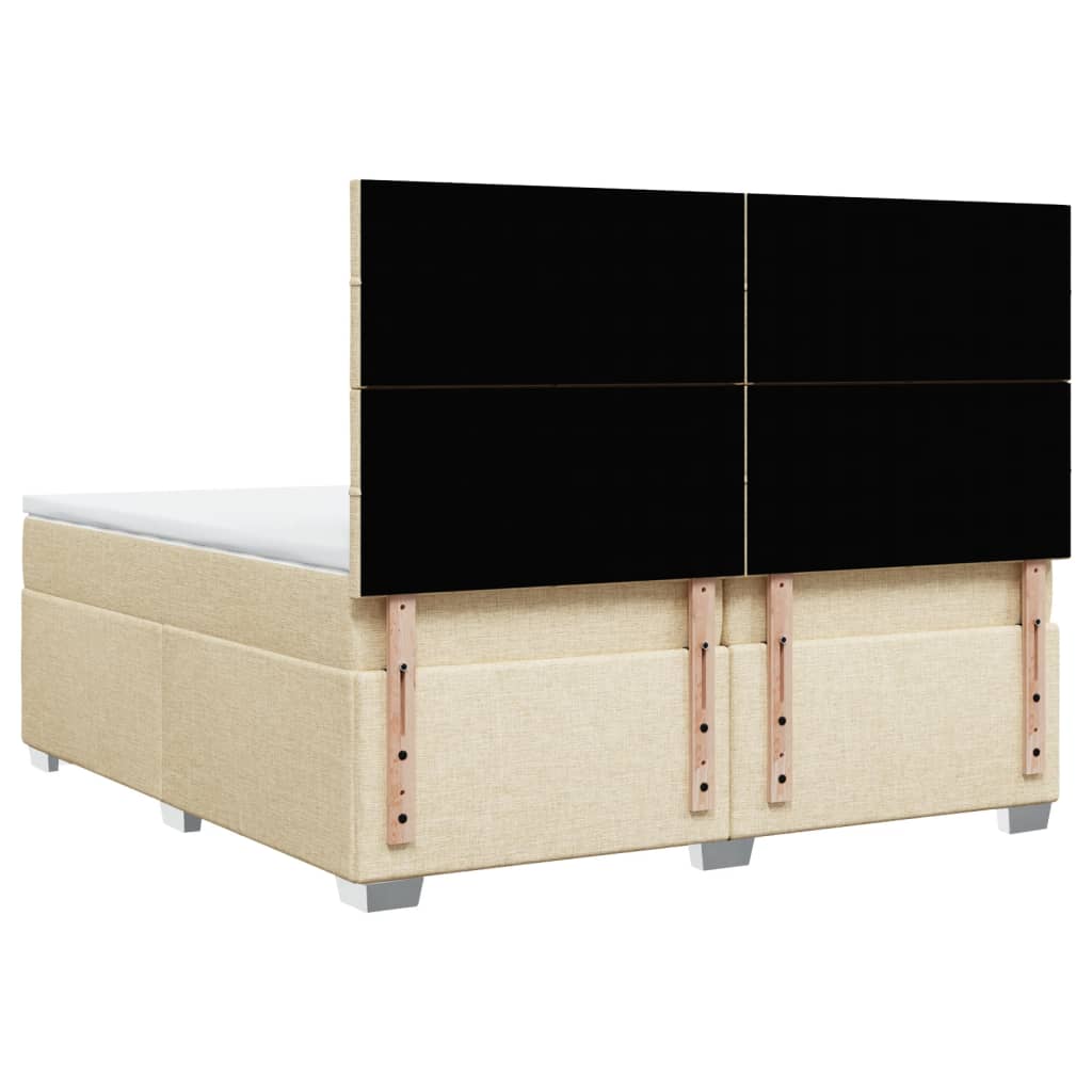 vidaXL Κρεβάτι Boxspring με Στρώμα Κρεμ 200x200 εκ. Υφασμάτινο