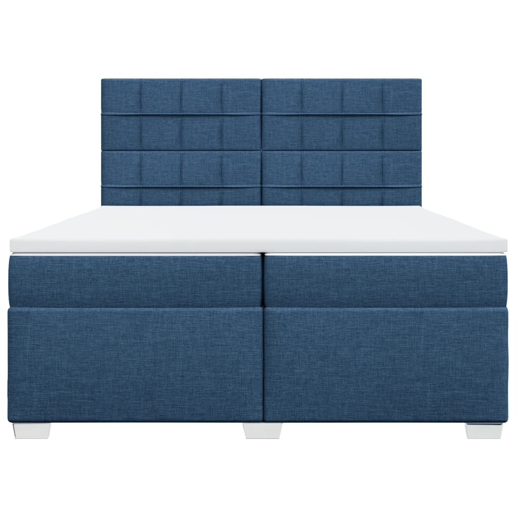 vidaXL Κρεβάτι Boxspring με Στρώμα Μπλε 200x200 εκ. Υφασμάτινο