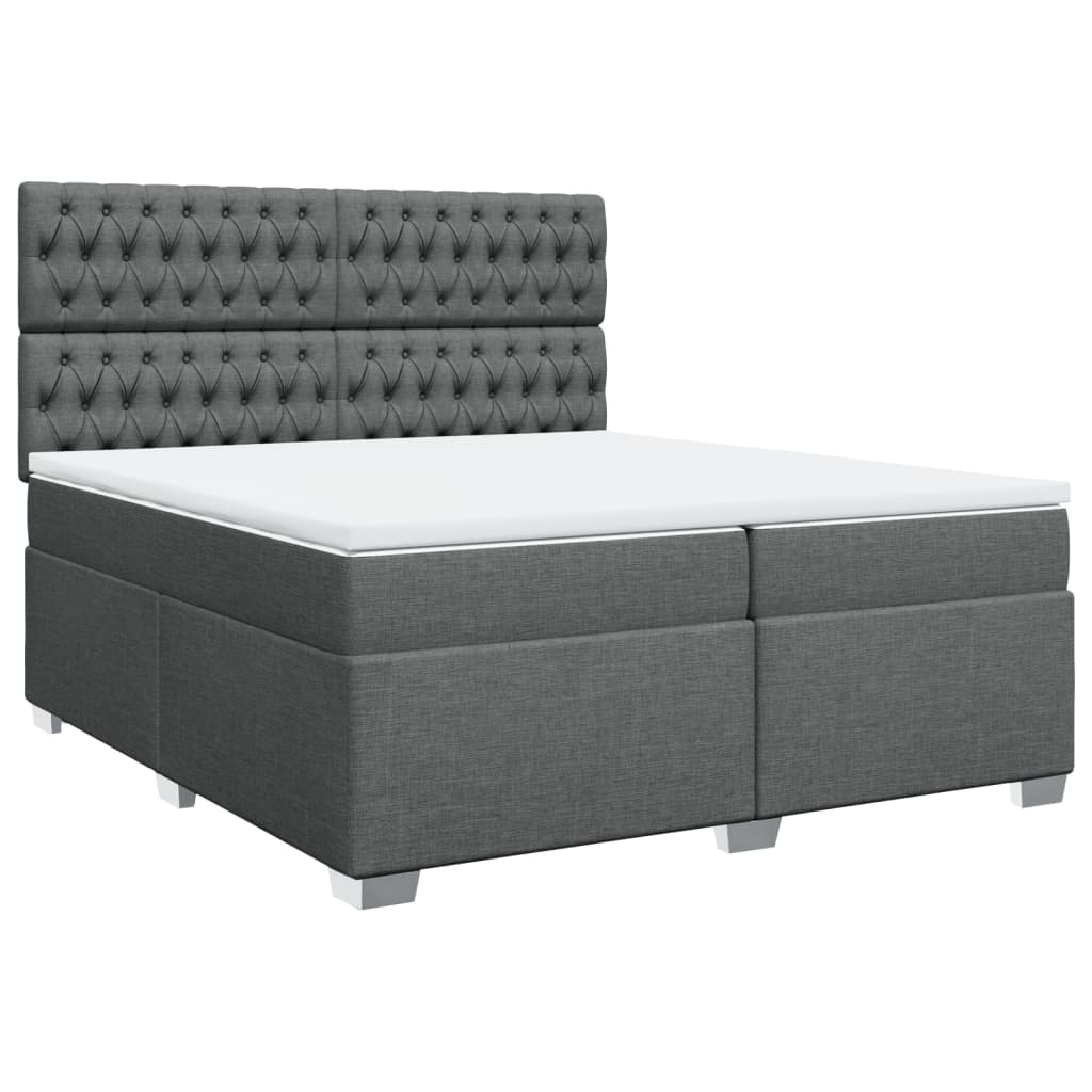 vidaXL Κρεβάτι Boxspring με Στρώμα Σκούρο Γκρι 200x200 εκ. Υφασμάτινο