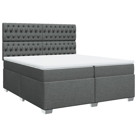 vidaXL Κρεβάτι Boxspring με Στρώμα Σκούρο Γκρι 200x200 εκ. Υφασμάτινο