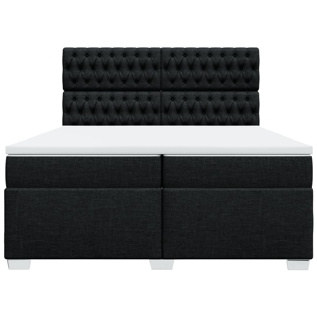vidaXL Κρεβάτι Boxspring με Στρώμα Μαύρο 200x200 εκ. Υφασμάτινο