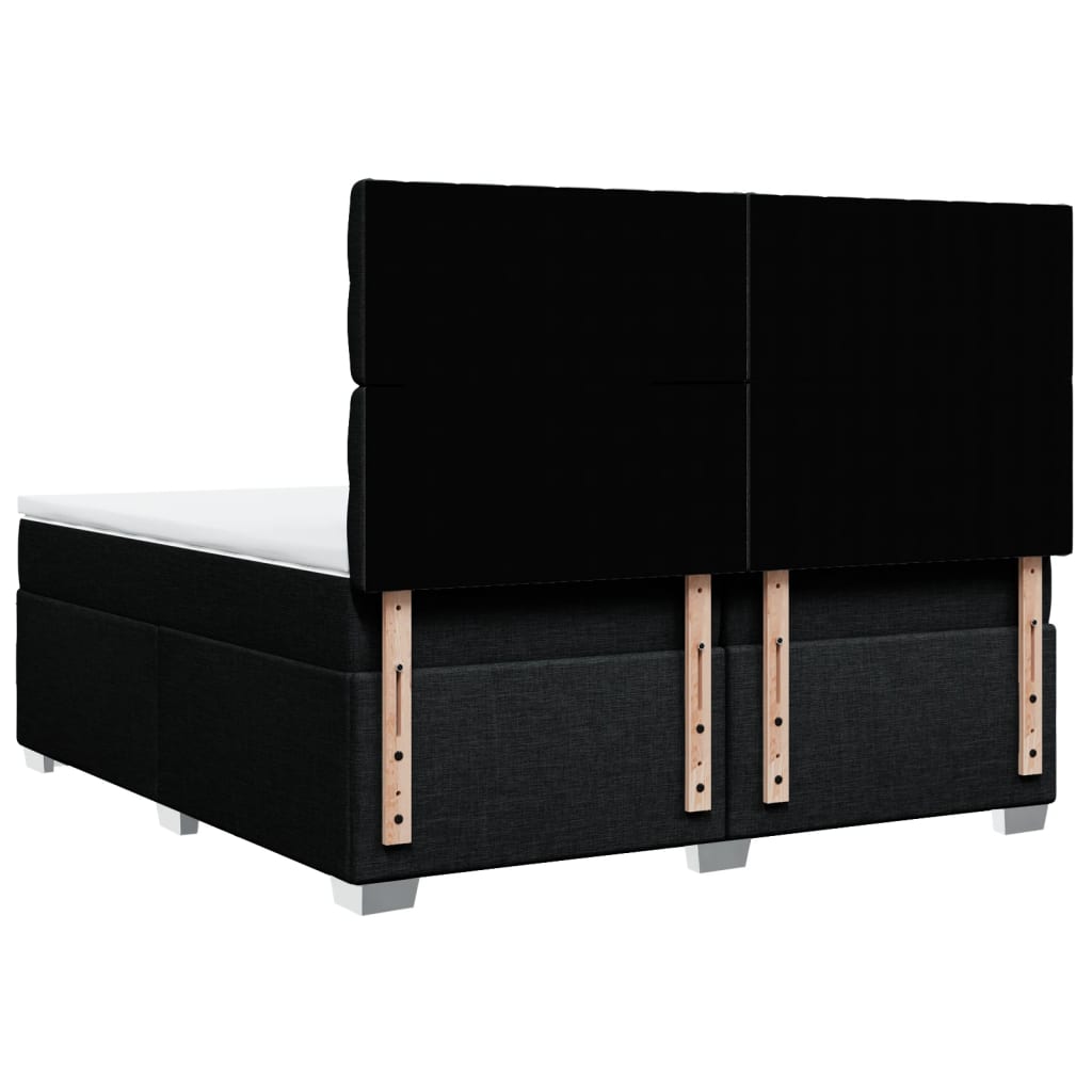 vidaXL Κρεβάτι Boxspring με Στρώμα Μαύρο 200x200 εκ. Υφασμάτινο