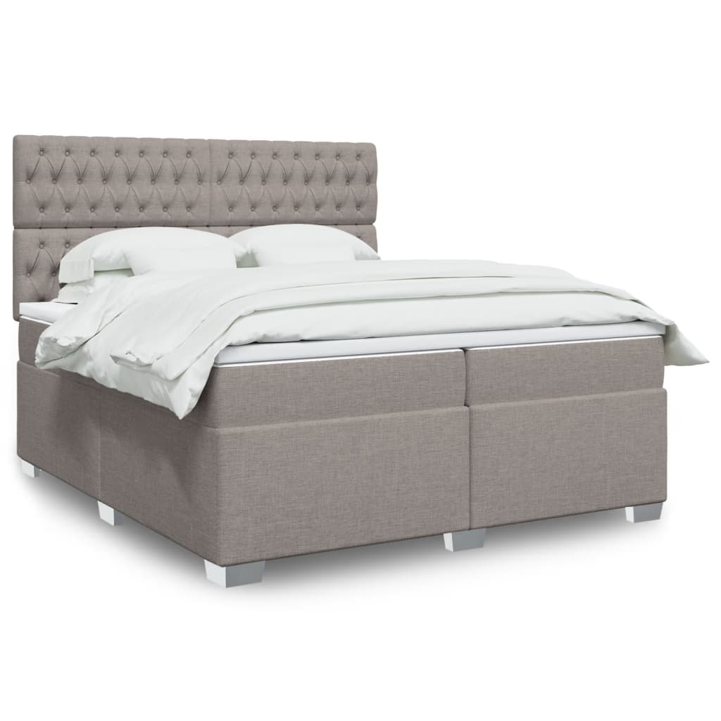 vidaXL Κρεβάτι Boxspring με Στρώμα Taupe 200x200 εκ. Υφασμάτινο