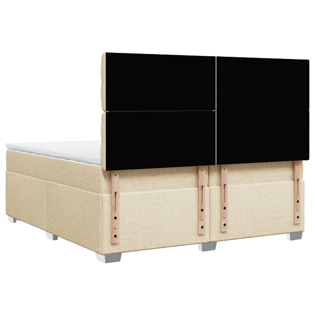 vidaXL Κρεβάτι Boxspring με Στρώμα Κρεμ 200x200 εκ. Υφασμάτινο
