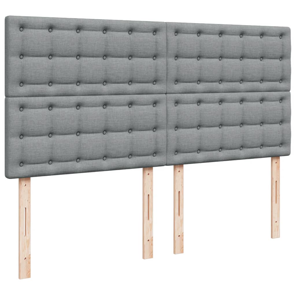 vidaXL Κρεβάτι Boxspring με Στρώμα Ανοιχτό Γκρι 200x200 εκ. Υφασμάτινο