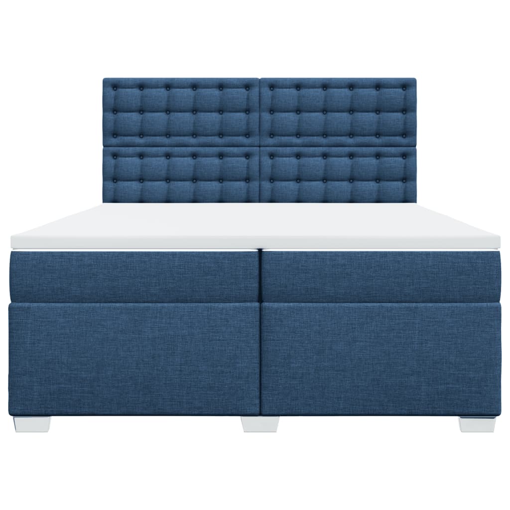 vidaXL Κρεβάτι Boxspring με Στρώμα Μπλε 200x200 εκ. Υφασμάτινο