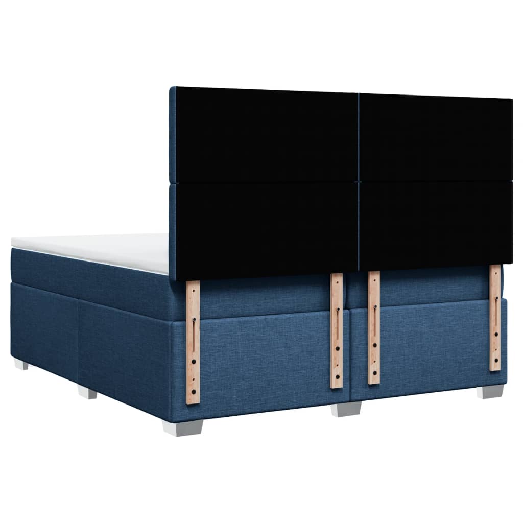 vidaXL Κρεβάτι Boxspring με Στρώμα Μπλε 200x200 εκ. Υφασμάτινο