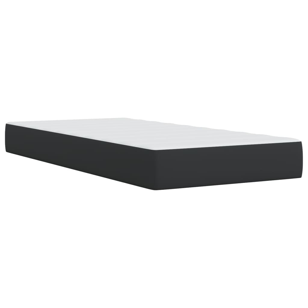 vidaXL Κρεβάτι Boxspring με Στρώμα Μαύρο 80 x 200 εκ. Συνθετικό Δέρμα