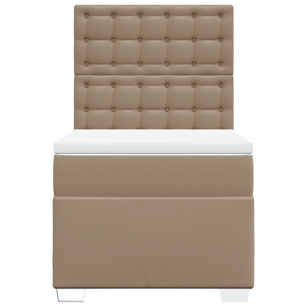 vidaXL Κρεβάτι Boxspring με Στρώμα Καπουτσίνο 80x200 εκ. Συνθ. Δέρμα