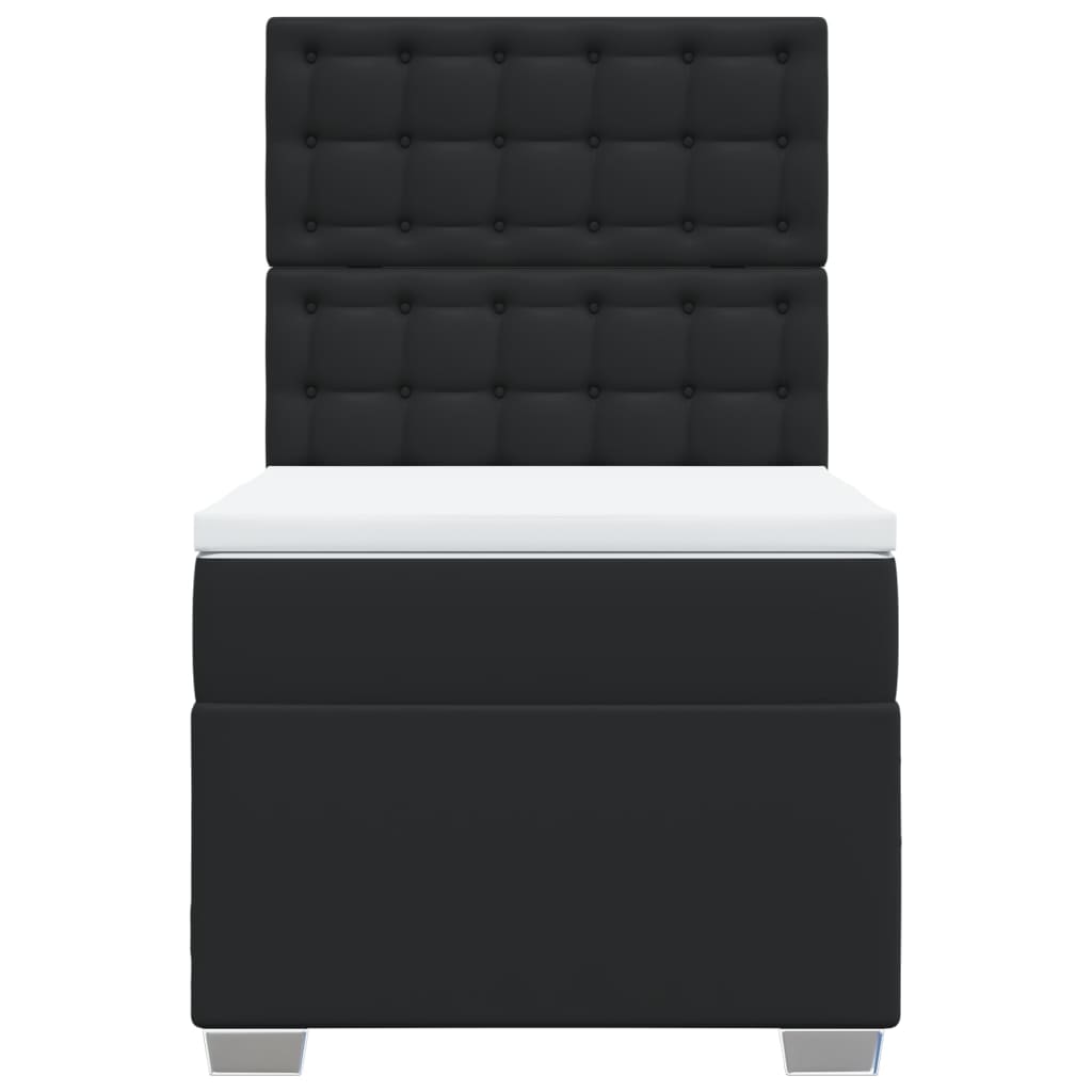 vidaXL Κρεβάτι Boxspring με Στρώμα Μαύρο 90x190εκ. από Συνθετικό Δέρμα