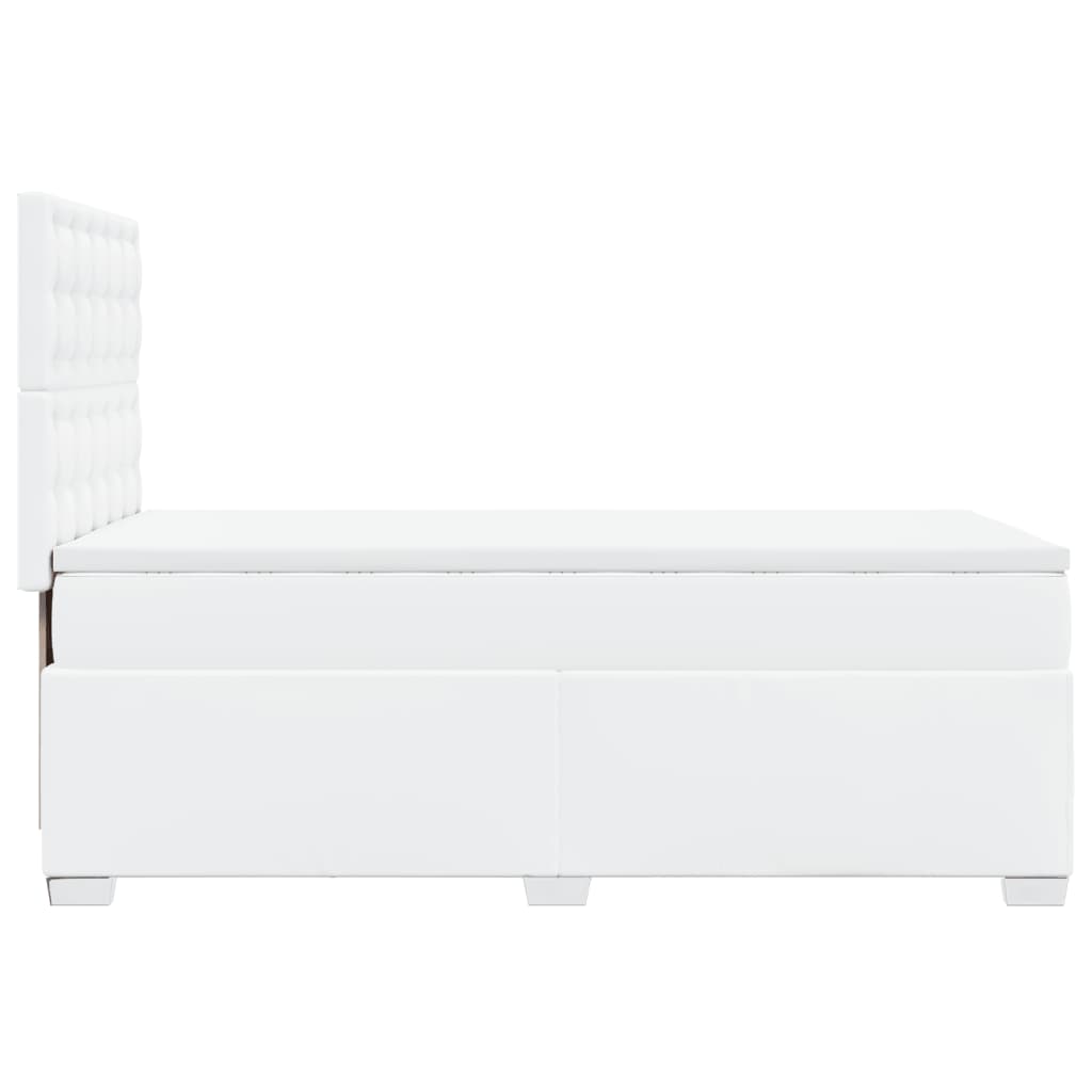 vidaXL Κρεβάτι Boxspring με Στρώμα Λευκό 90x190εκ. από Συνθετικό Δέρμα