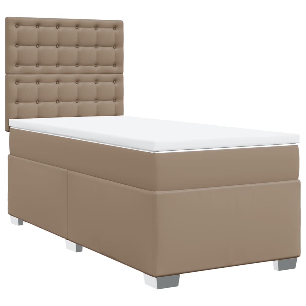 vidaXL Κρεβάτι Boxspring με Στρώμα Καπουτσίνο 90x190εκ.από Συνθ. Δέρμα
