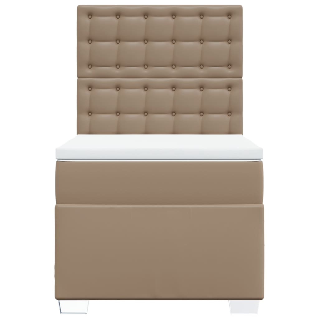 vidaXL Κρεβάτι Boxspring με Στρώμα Καπουτσίνο 90x190εκ.από Συνθ. Δέρμα