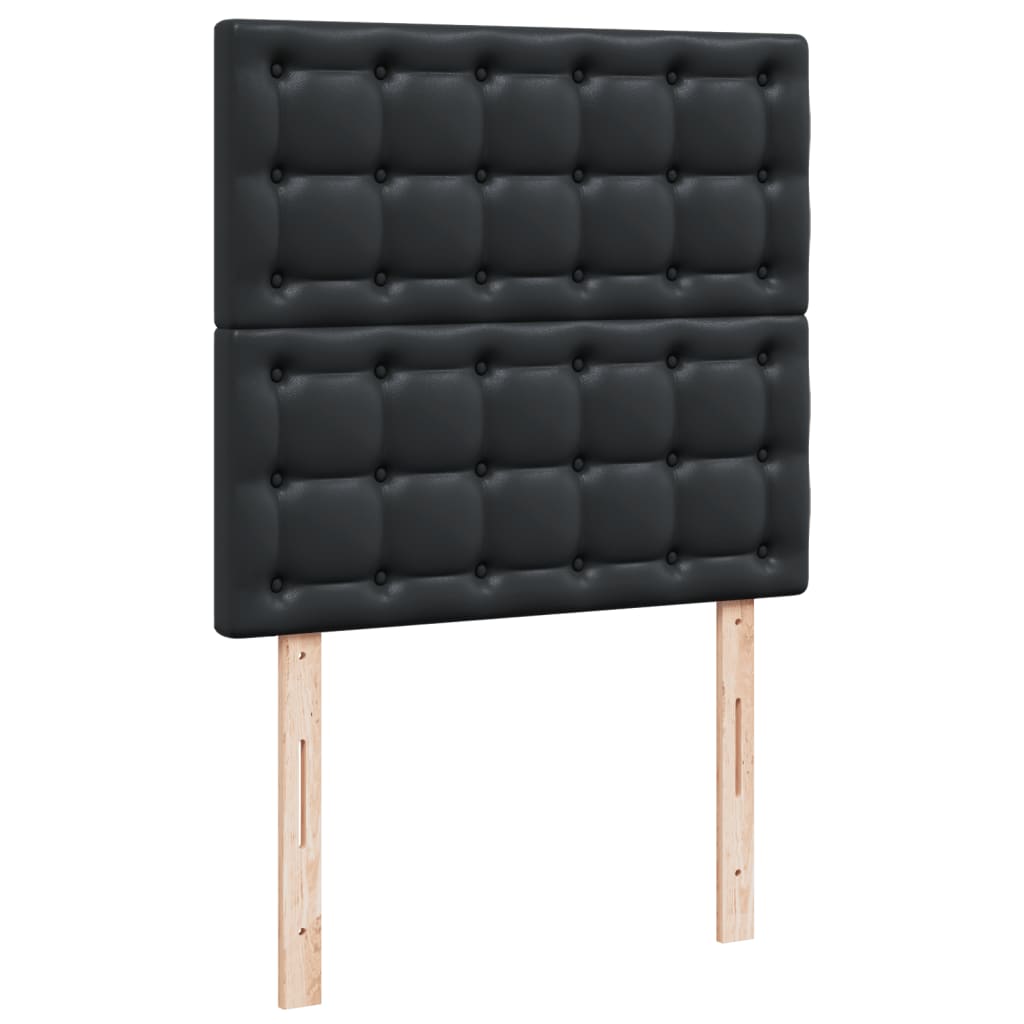 vidaXL Κρεβάτι Boxspring με Στρώμα Μαύρο 90x200εκ. από Συνθετικό Δέρμα