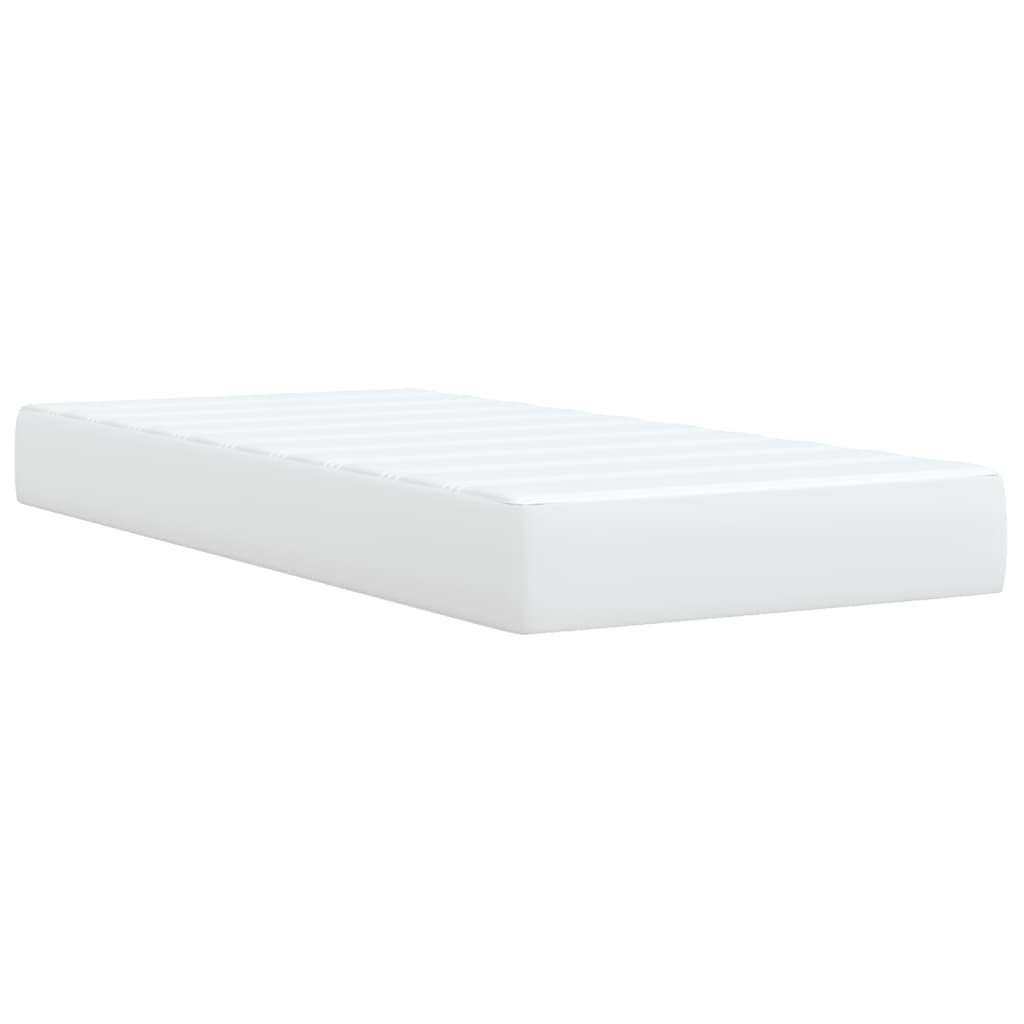 vidaXL Κρεβάτι Boxspring με Στρώμα Λευκό 90x200εκ. από Συνθετικό Δέρμα
