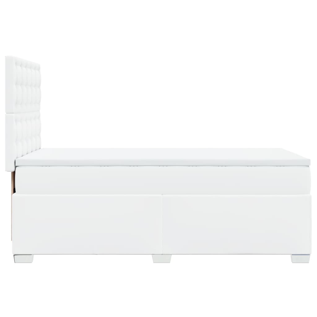 vidaXL Κρεβάτι Boxspring με Στρώμα Λευκό 90x200εκ. από Συνθετικό Δέρμα