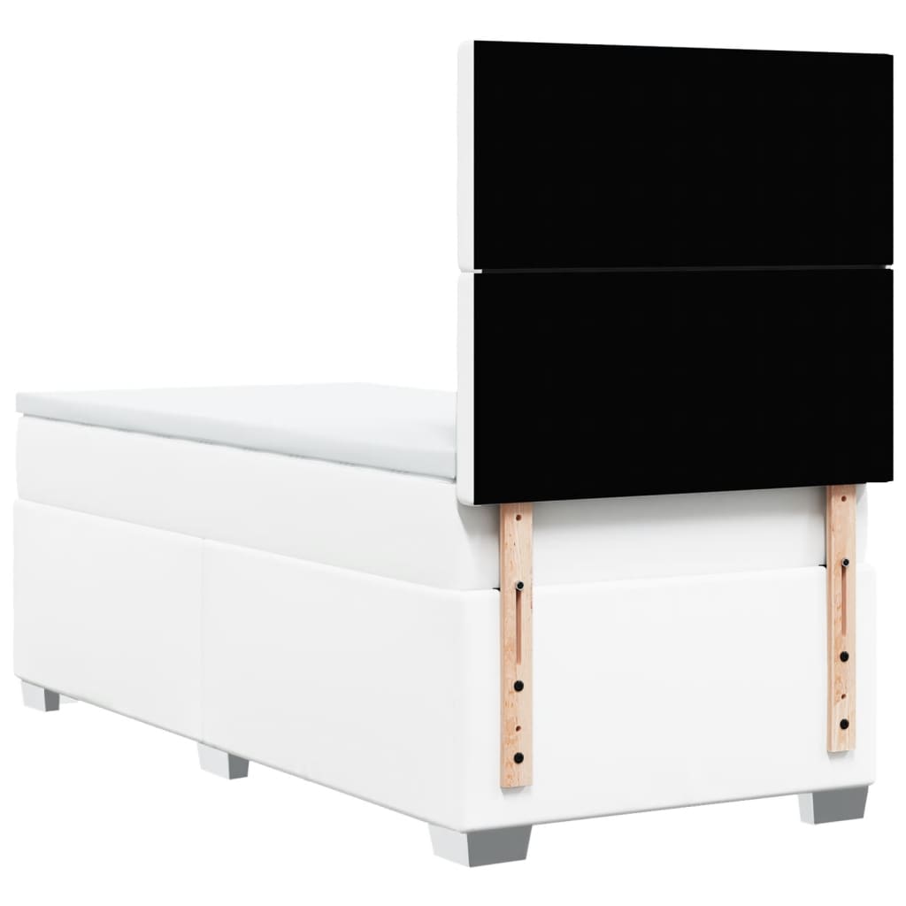 vidaXL Κρεβάτι Boxspring με Στρώμα Λευκό 90x200εκ. από Συνθετικό Δέρμα