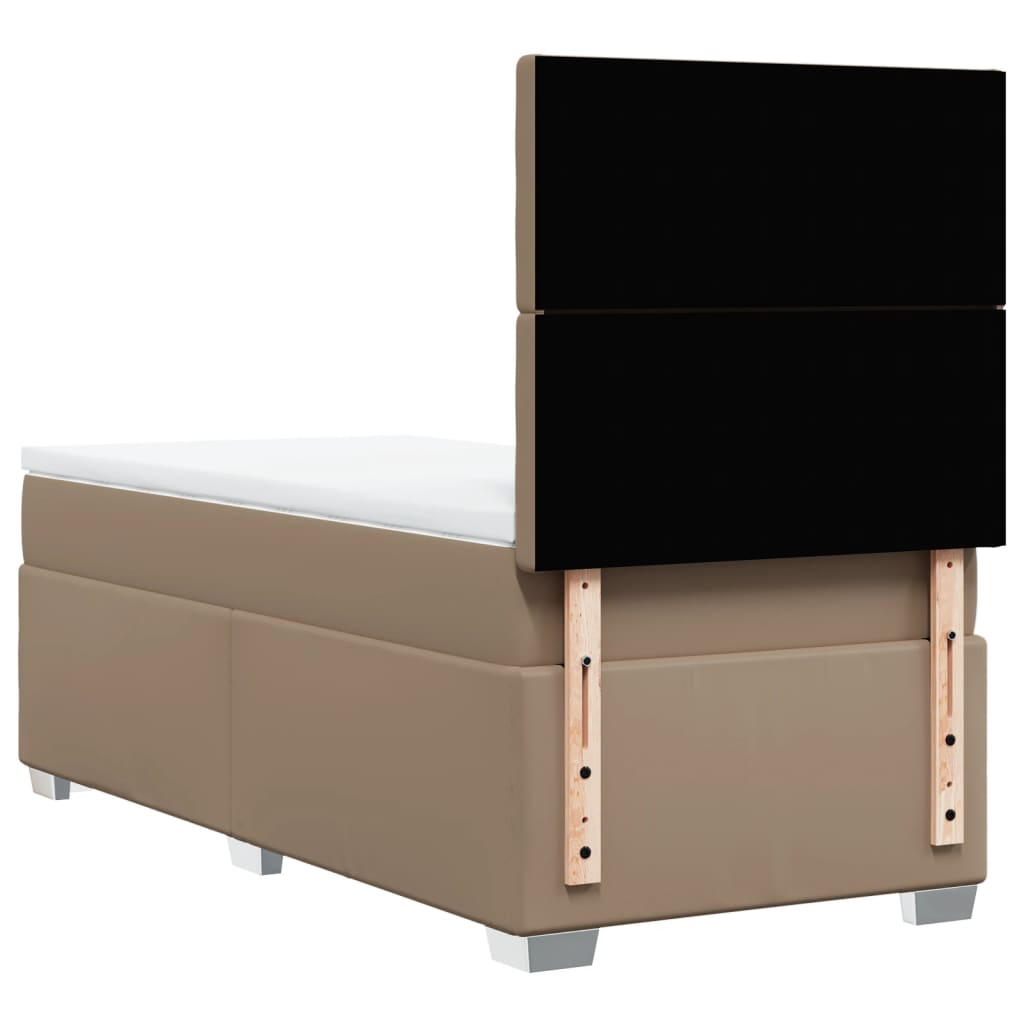 vidaXL Κρεβάτι Boxspring με Στρώμα Καπουτσίνο 90x200εκ.από Συνθ. Δέρμα