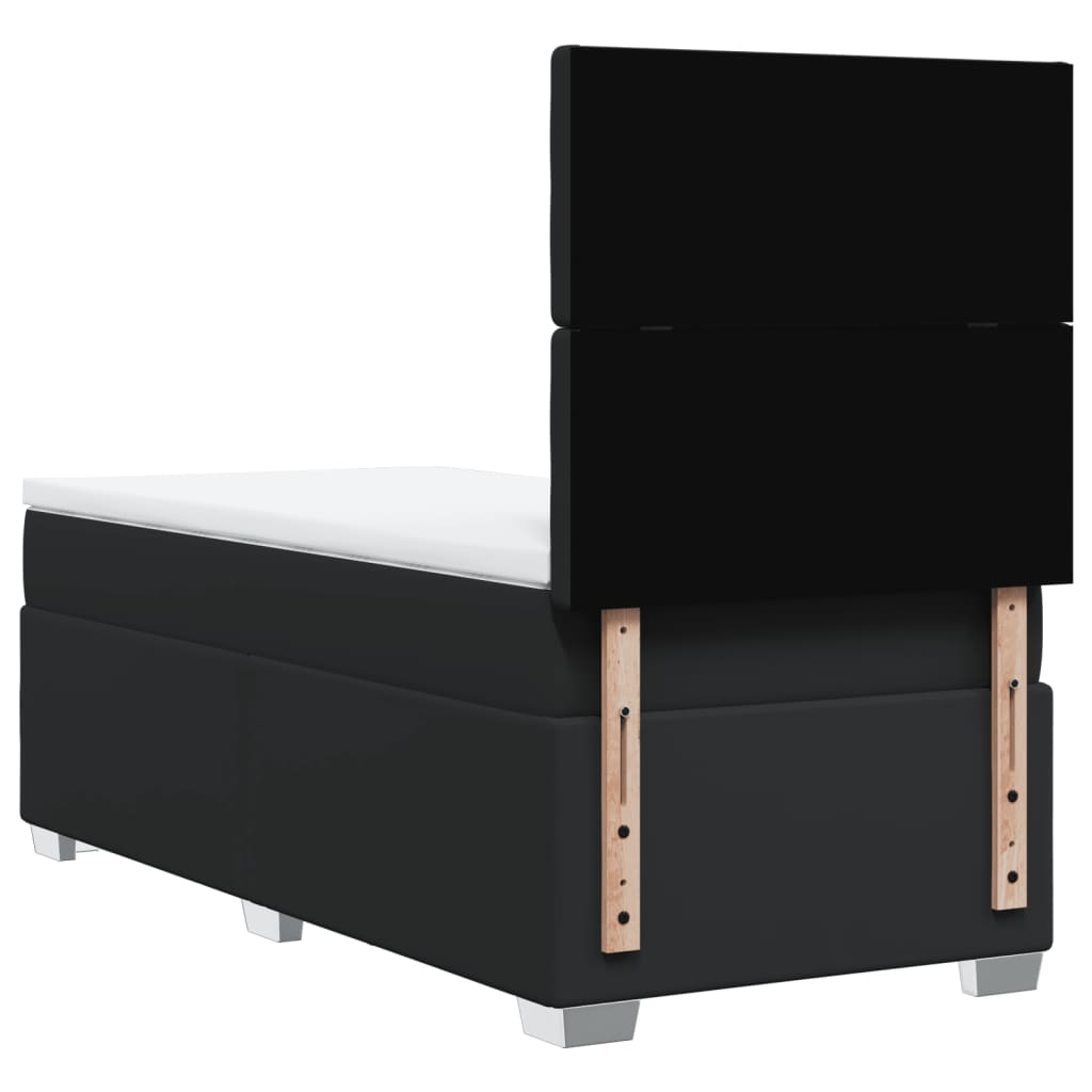 vidaXL Κρεβάτι Boxspring με Στρώμα Μαύρο 100x200εκ.από Συνθετικό Δέρμα