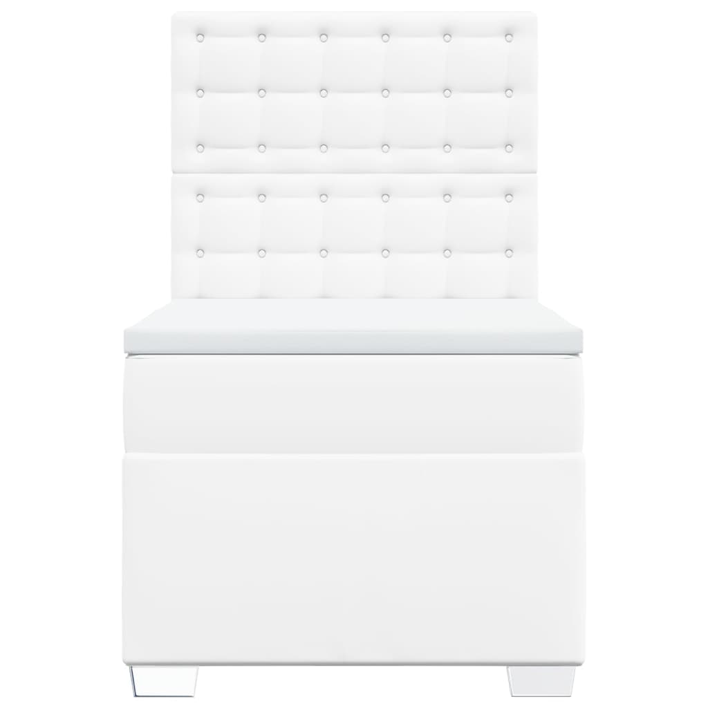 vidaXL Κρεβάτι Boxspring με Στρώμα Λευκό 100x200εκ.από Συνθετικό Δέρμα