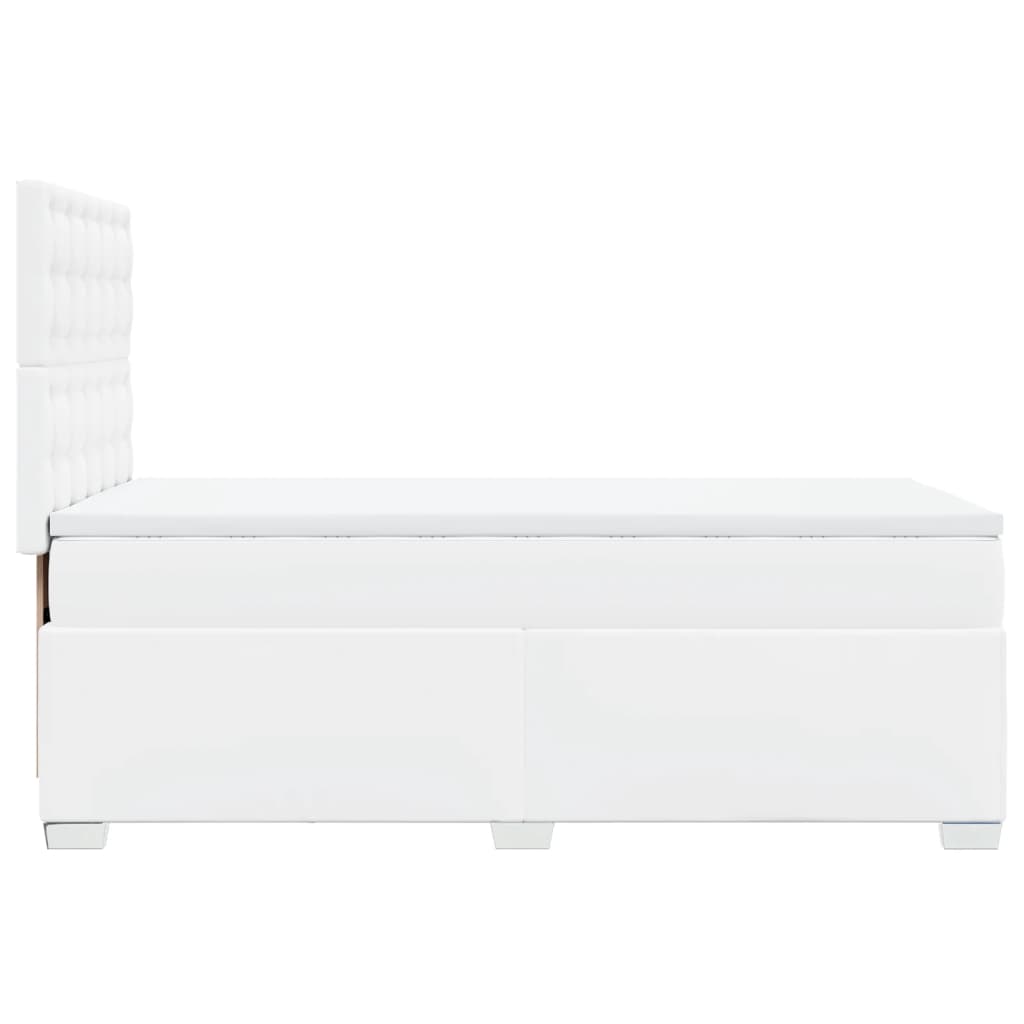 vidaXL Κρεβάτι Boxspring με Στρώμα Λευκό 100x200εκ.από Συνθετικό Δέρμα