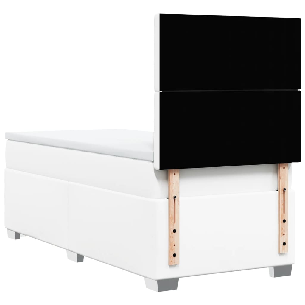 vidaXL Κρεβάτι Boxspring με Στρώμα Λευκό 100x200εκ.από Συνθετικό Δέρμα