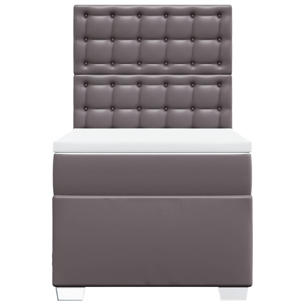 vidaXL Κρεβάτι Boxspring με Στρώμα Γκρι 100x200εκ. από Συνθετικό Δέρμα