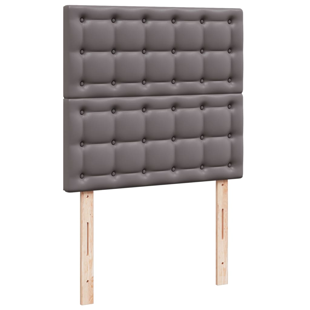 vidaXL Κρεβάτι Boxspring με Στρώμα Γκρι 100x200εκ. από Συνθετικό Δέρμα