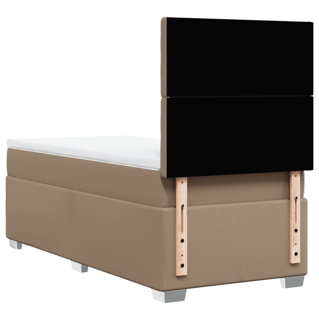 vidaXL Κρεβάτι Boxspring με Στρώμα Καπουτσίνο 100x200εκ.από Συνθ.Δέρμα