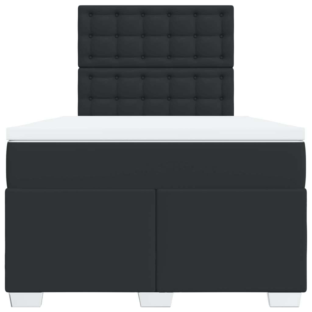 vidaXL Κρεβάτι Boxspring με Στρώμα Μαύρο 120x190εκ.από Συνθετικό Δέρμα