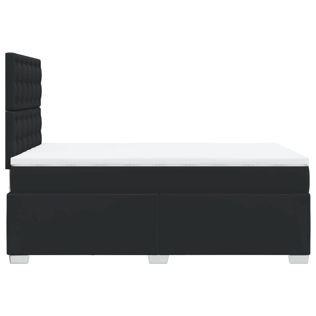 vidaXL Κρεβάτι Boxspring με Στρώμα Μαύρο 120x190εκ.από Συνθετικό Δέρμα
