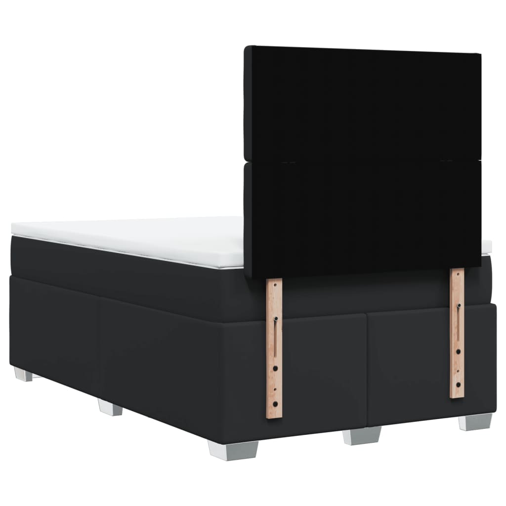 vidaXL Κρεβάτι Boxspring με Στρώμα Μαύρο 120x190εκ.από Συνθετικό Δέρμα