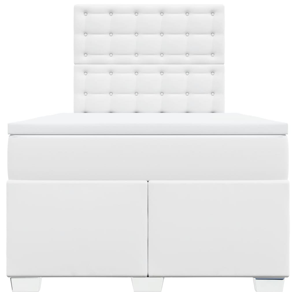 vidaXL Κρεβάτι Boxspring με Στρώμα Λευκό 120x190εκ.από Συνθετικό Δέρμα