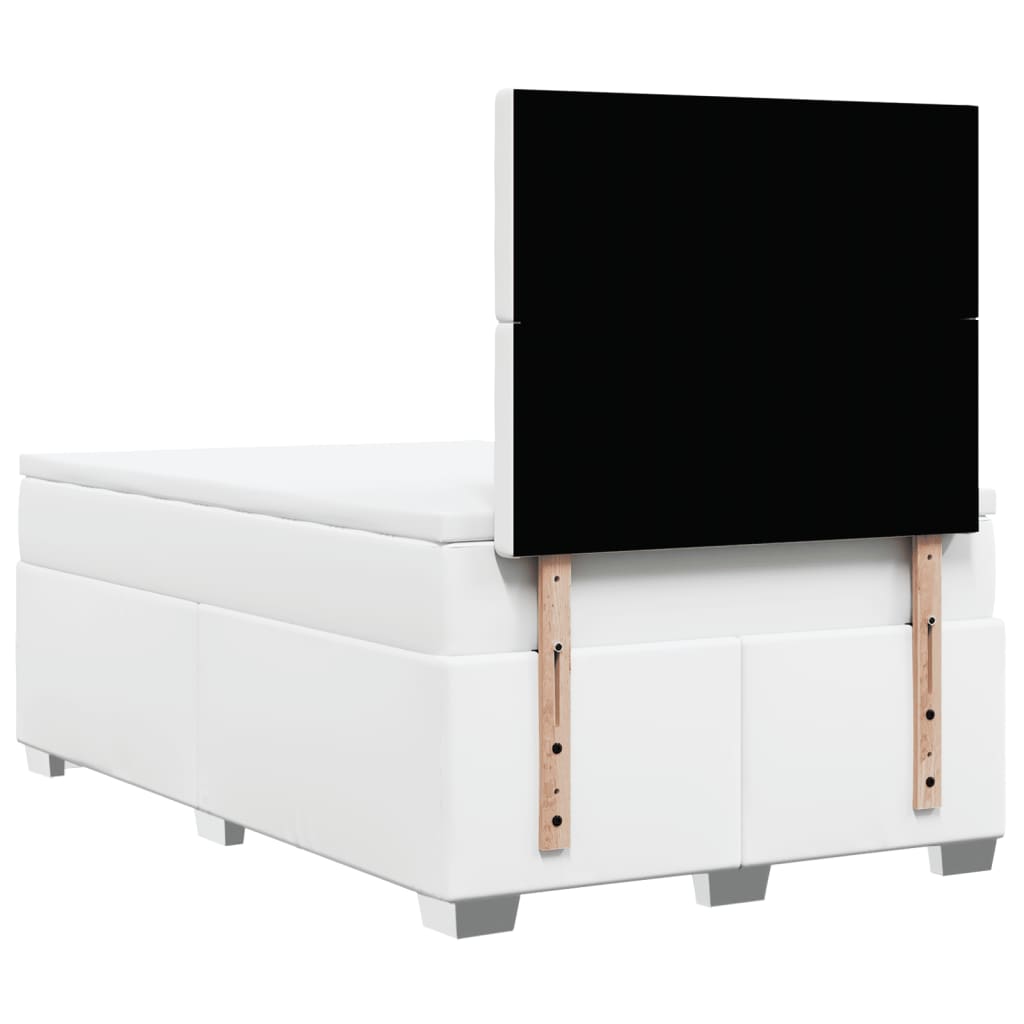 vidaXL Κρεβάτι Boxspring με Στρώμα Λευκό 120x190εκ.από Συνθετικό Δέρμα