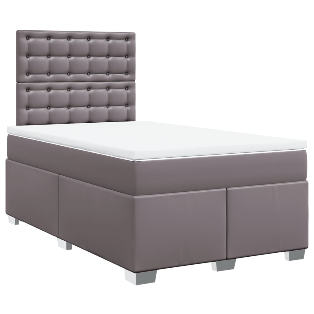 vidaXL Κρεβάτι Boxspring με Στρώμα Γκρι 120x190εκ. από Συνθετικό Δέρμα