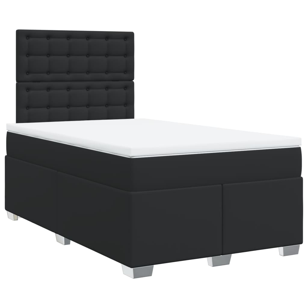 vidaXL Κρεβάτι Boxspring με Στρώμα Μαύρο 120 x 200 εκ. Συνθετικό Δέρμα