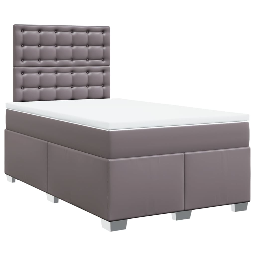 vidaXL Κρεβάτι Boxspring με Στρώμα Γκρι 120x200εκ. από Συνθετικό Δέρμα