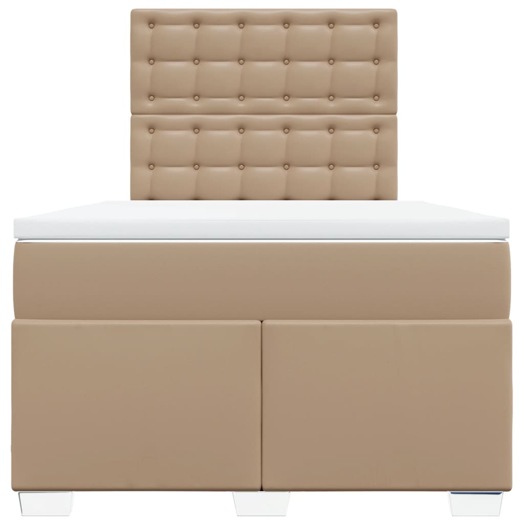 vidaXL Κρεβάτι Boxspring με Στρώμα Καπουτσίνο 120x200εκ.από Συνθ.Δέρμα