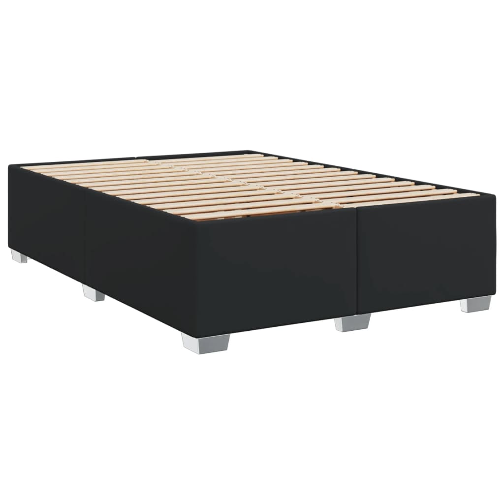 vidaXL Κρεβάτι Boxspring με Στρώμα Μαύρο 140x190εκ.από Συνθετικό Δέρμα