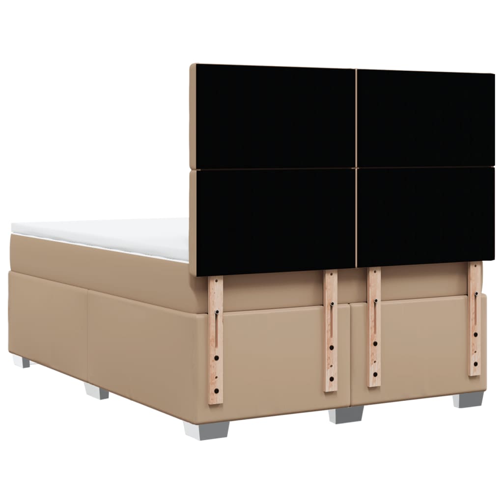 vidaXL Κρεβάτι Boxspring με Στρώμα Καπουτσίνο 140x190εκ.από Συνθ.Δέρμα