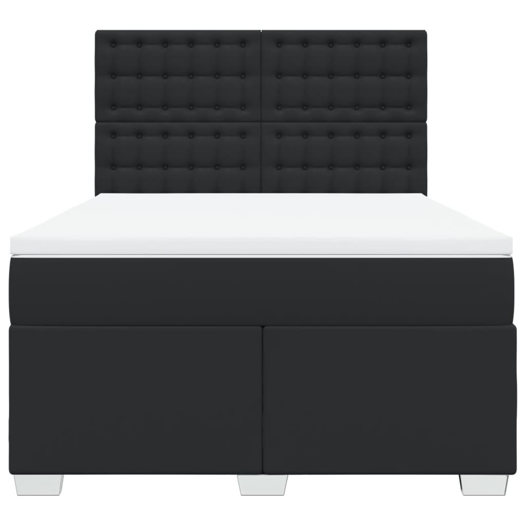 vidaXL Κρεβάτι Boxspring με Στρώμα Μαύρο 140x200εκ.από Συνθετικό Δέρμα