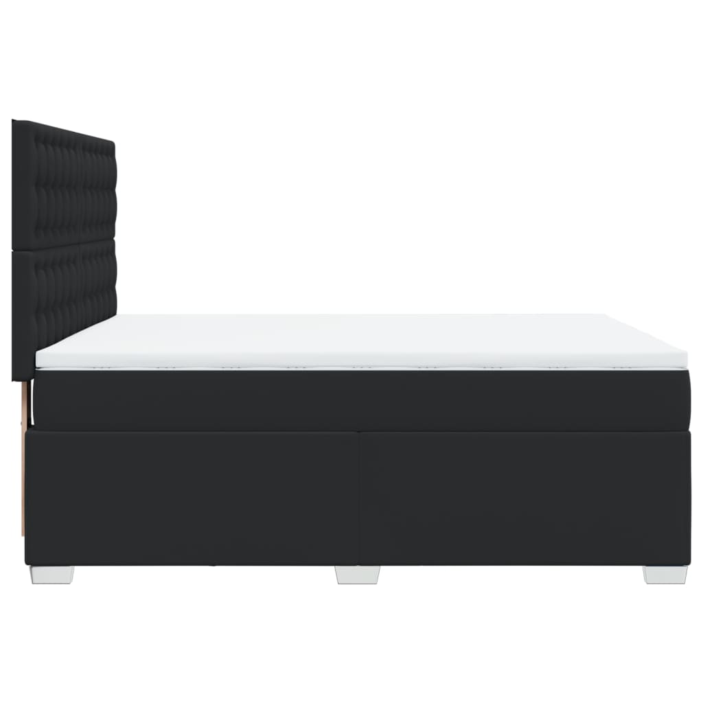 vidaXL Κρεβάτι Boxspring με Στρώμα Μαύρο 140x200εκ.από Συνθετικό Δέρμα