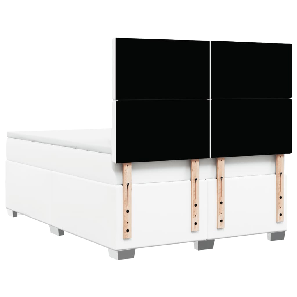 vidaXL Κρεβάτι Boxspring με Στρώμα Λευκό 140x200εκ.από Συνθετικό Δέρμα