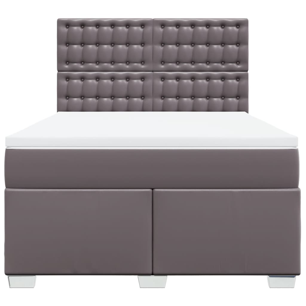 vidaXL Κρεβάτι Boxspring με Στρώμα Γκρι 140x200εκ. από Συνθετικό Δέρμα