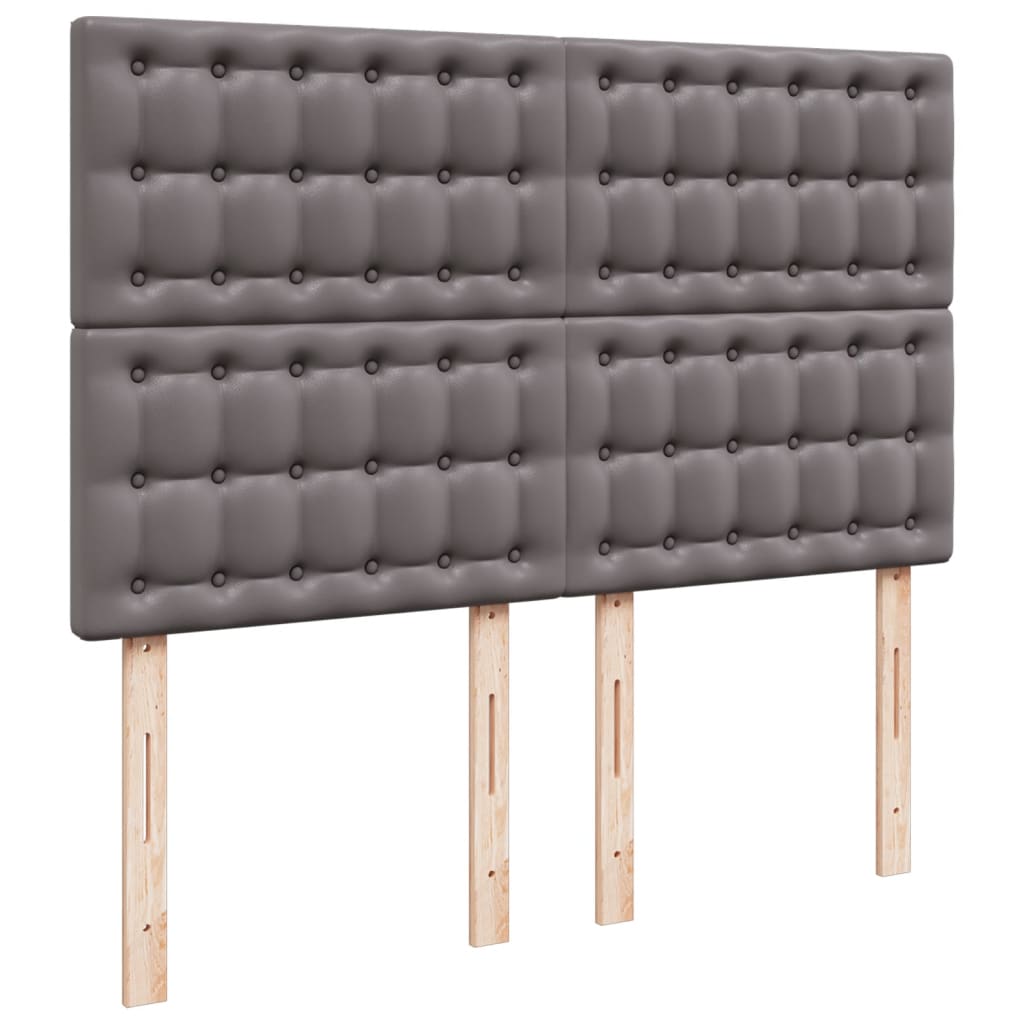 vidaXL Κρεβάτι Boxspring με Στρώμα Γκρι 140x200εκ. από Συνθετικό Δέρμα