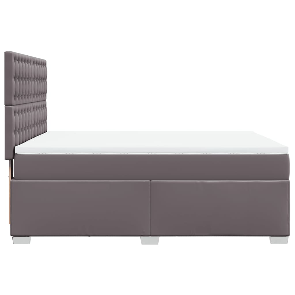 vidaXL Κρεβάτι Boxspring με Στρώμα Γκρι 140x200εκ. από Συνθετικό Δέρμα