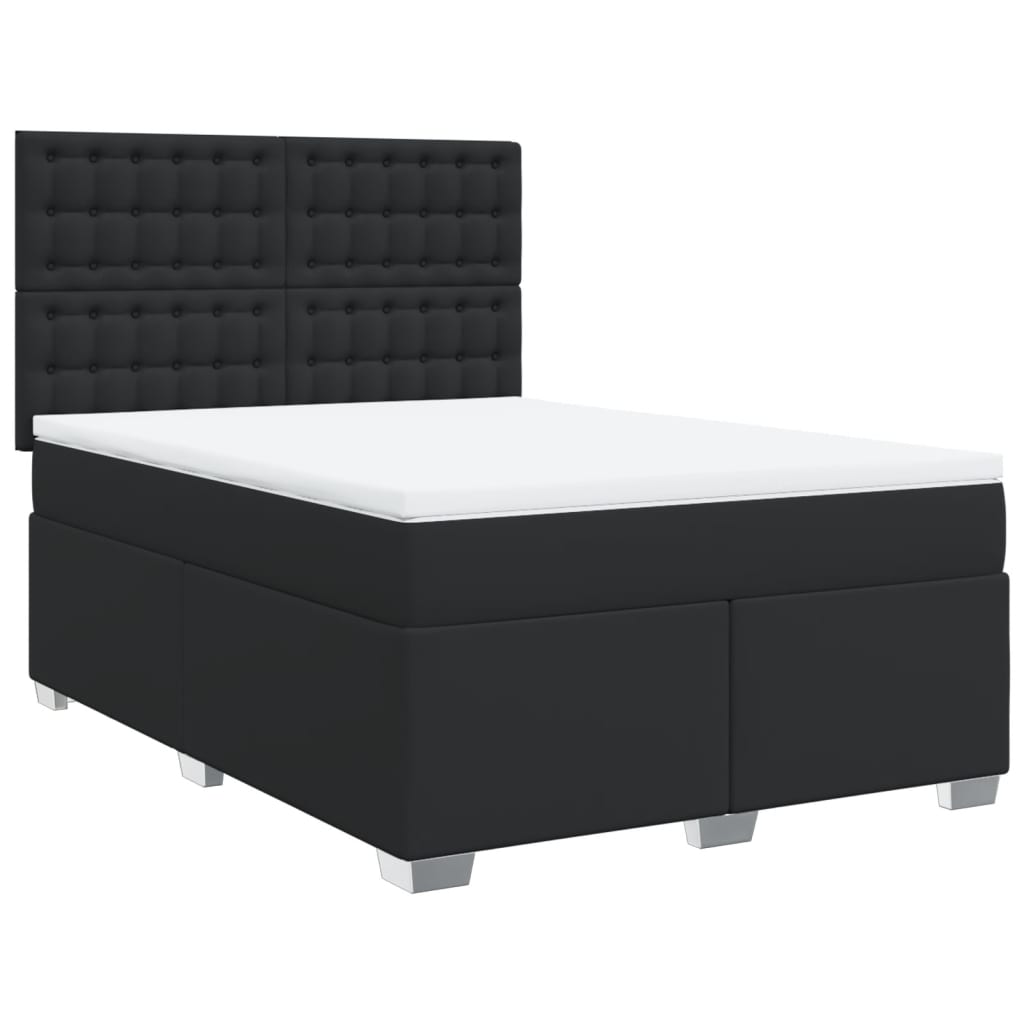 vidaXL Κρεβάτι Boxspring με Στρώμα Μαύρο 160x200εκ.από Συνθετικό Δέρμα