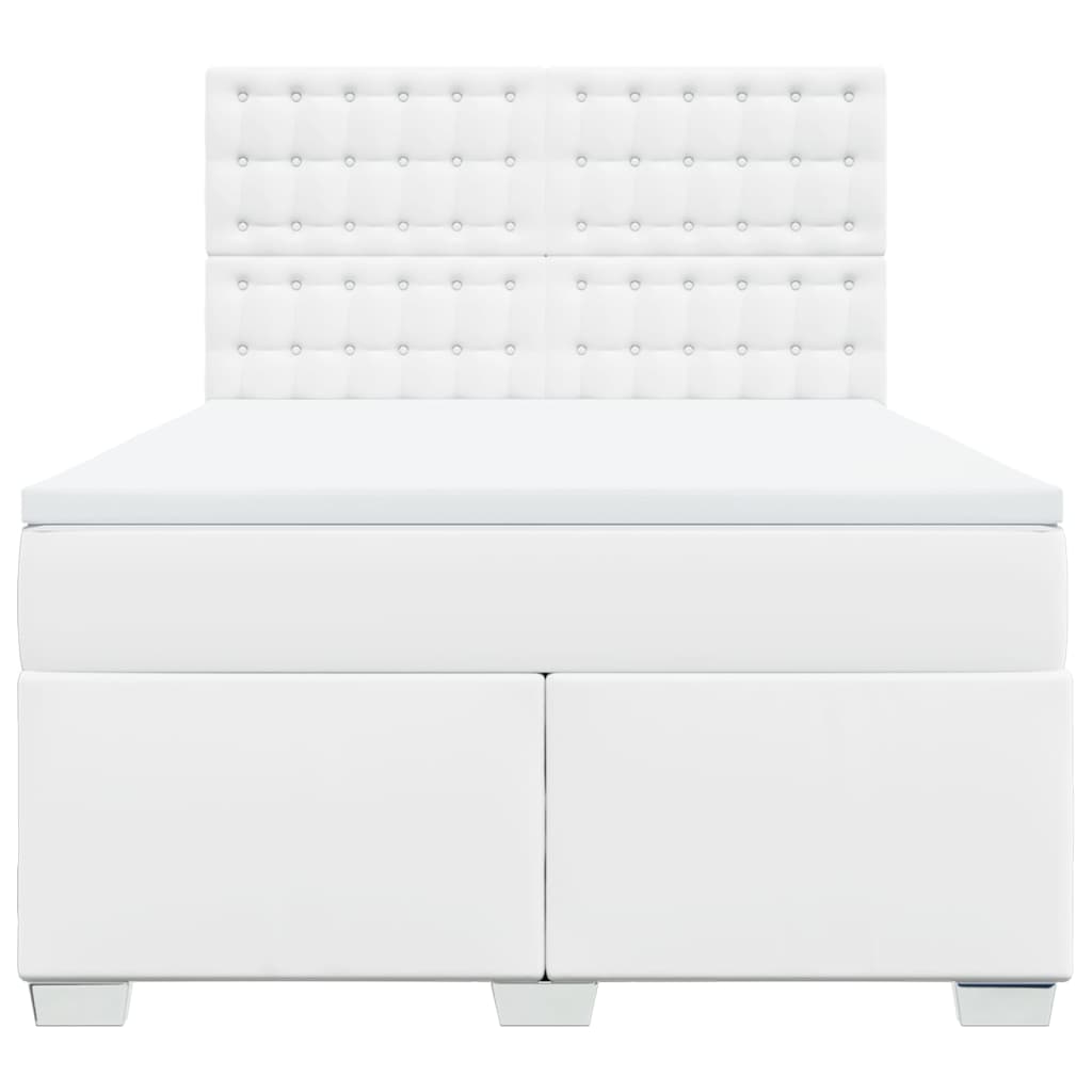 vidaXL Κρεβάτι Boxspring με Στρώμα Λευκό 160x200εκ.από Συνθετικό Δέρμα