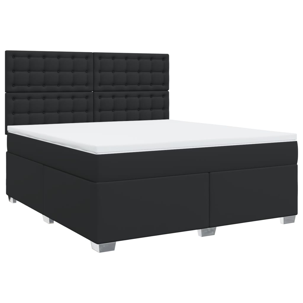 vidaXL Κρεβάτι Boxspring με Στρώμα Μαύρο 180x200εκ.από Συνθετικό Δέρμα
