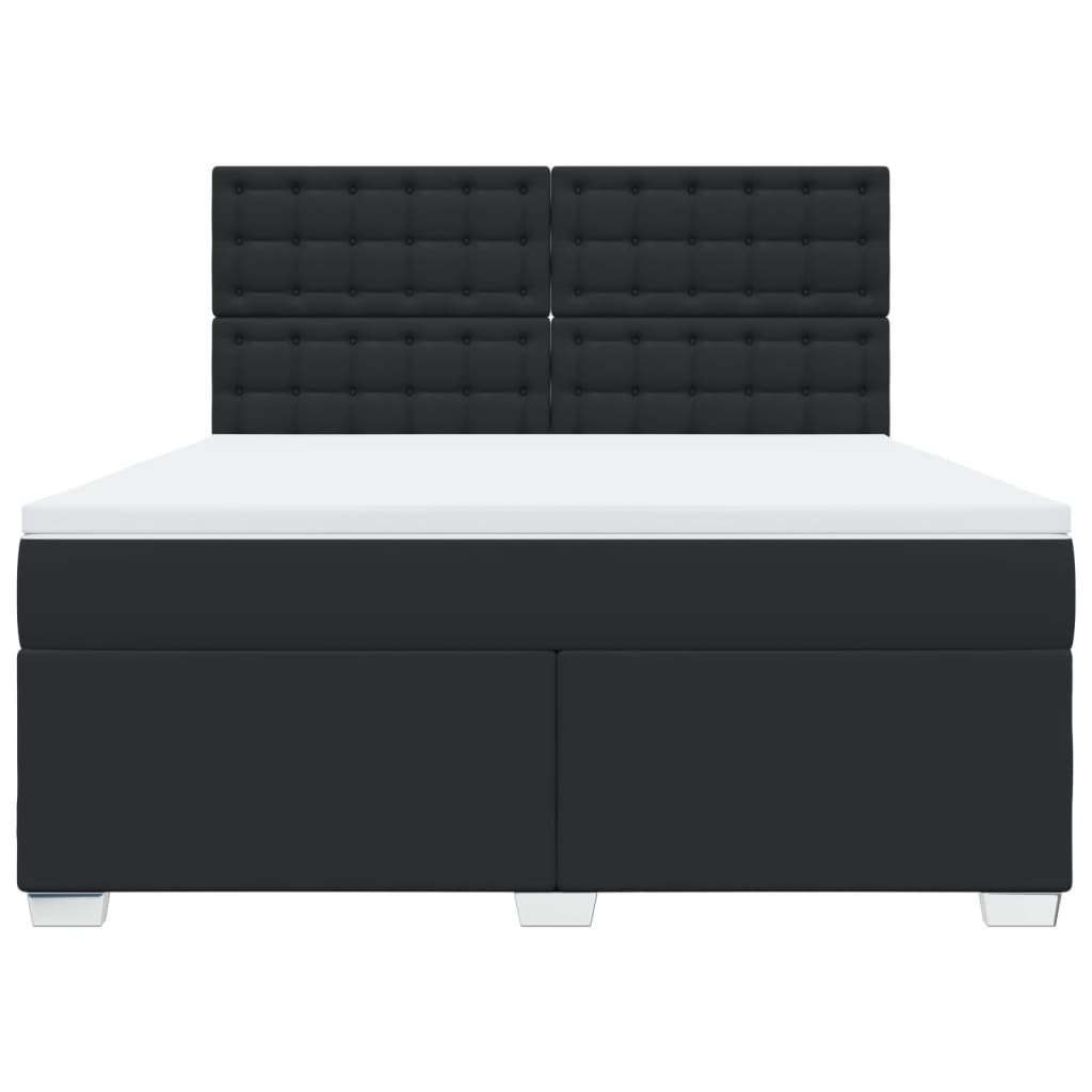 vidaXL Κρεβάτι Boxspring με Στρώμα Μαύρο 180x200εκ.από Συνθετικό Δέρμα